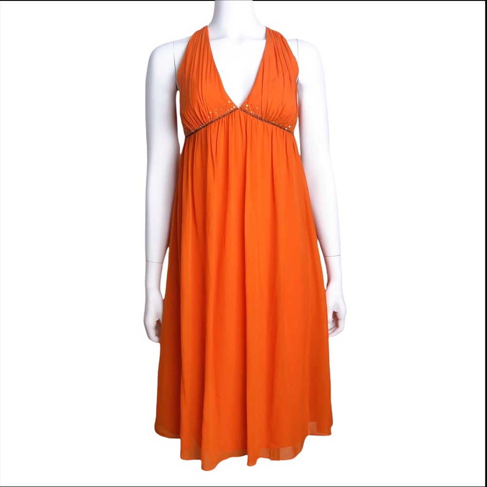 Max & Cleo Orange Baby Doll Silk Dress